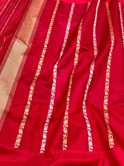 Lavender Pure Mulberry Kora Silk Handwoven | Kadhwa Technique | Authentic Banarasi Saree