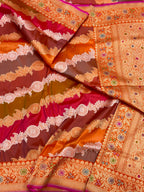 Orange Pure Katan Silk Rangkaat Saree