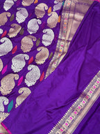 Purple Katan Silk Pure Handwoven Saree