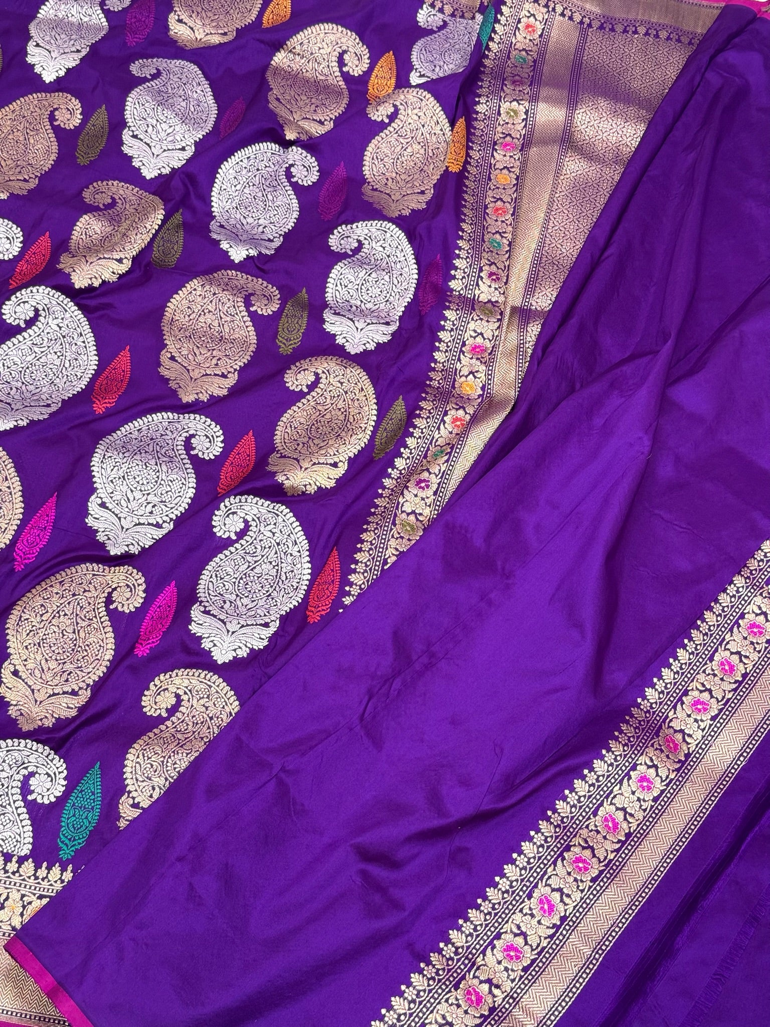 Purple Katan Silk Pure Handwoven Saree