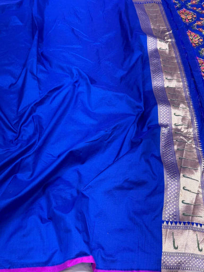 Blue Pure Katan Silk & Mulberry Silk | Traditional Handloom Banarasi Saree