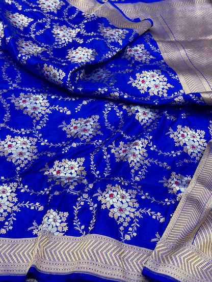 Black Pure Mulberry Katan Silk Handloom Banarasi Brocade Saree