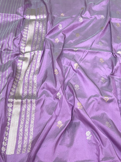 Lavender Pure Mulberry Katan Silk Handwoven | Kadhwa Technique | Banarasi Saree - New Era Of Elegance