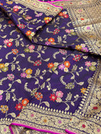 Purple Katan Silk Pure Handwoven Saree