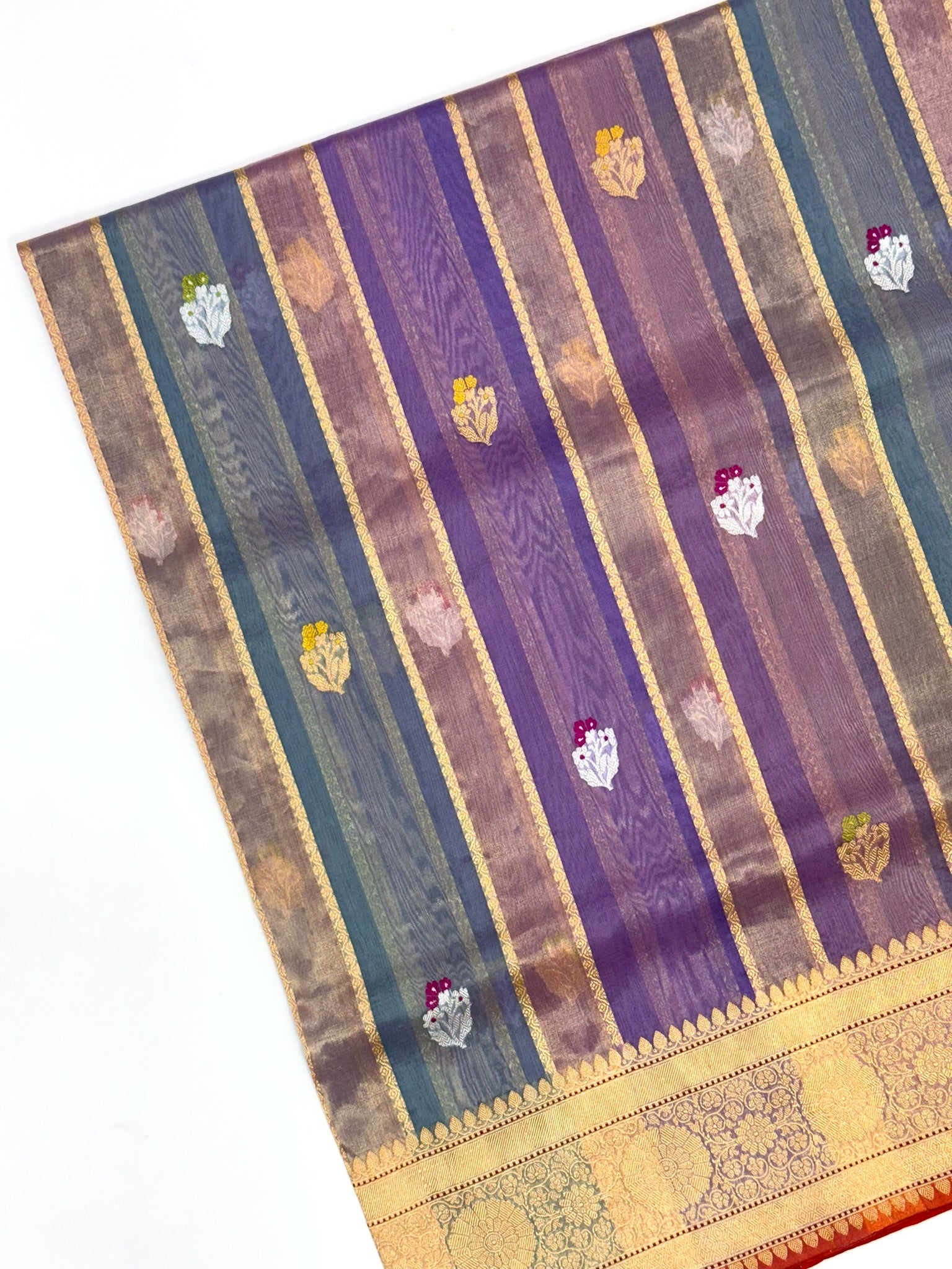 Purple Kora Tissue Handwoven Saree
