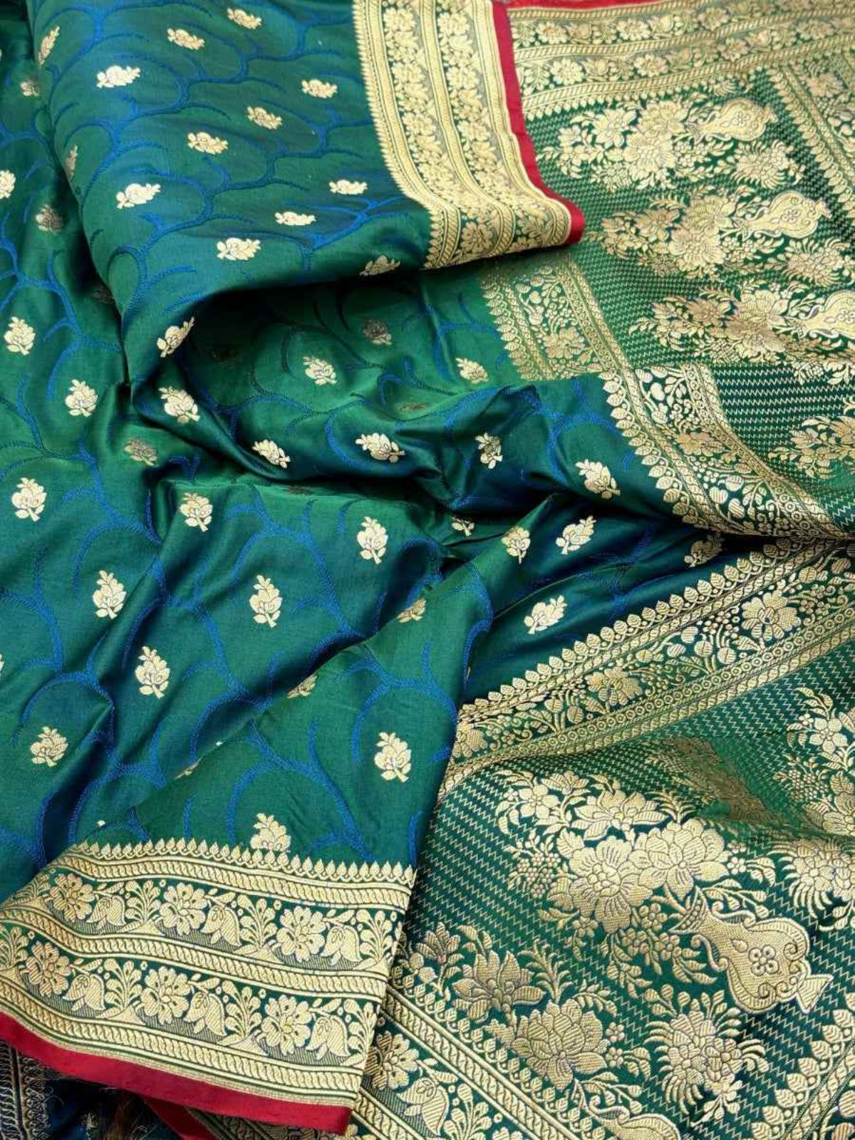 Yellow Orange Pure Satin Silk Handwoven Banarasi Saree