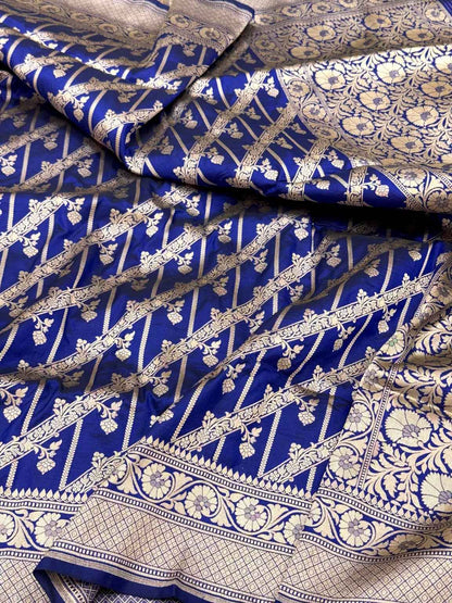 Rani Pink Handloom Pure Mulberry Katan Silk Banarasi Saree