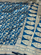 Blue Pure Katan Silk Banarasi Handloom Saree