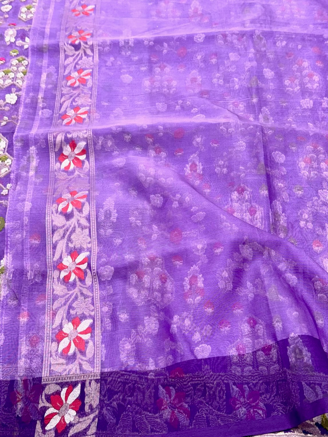 Lavender Pure Organza Mulberry Silk Saree - Ektara Weave | 100% Pure Kora Silk| Handwoven Banarasi Saree
