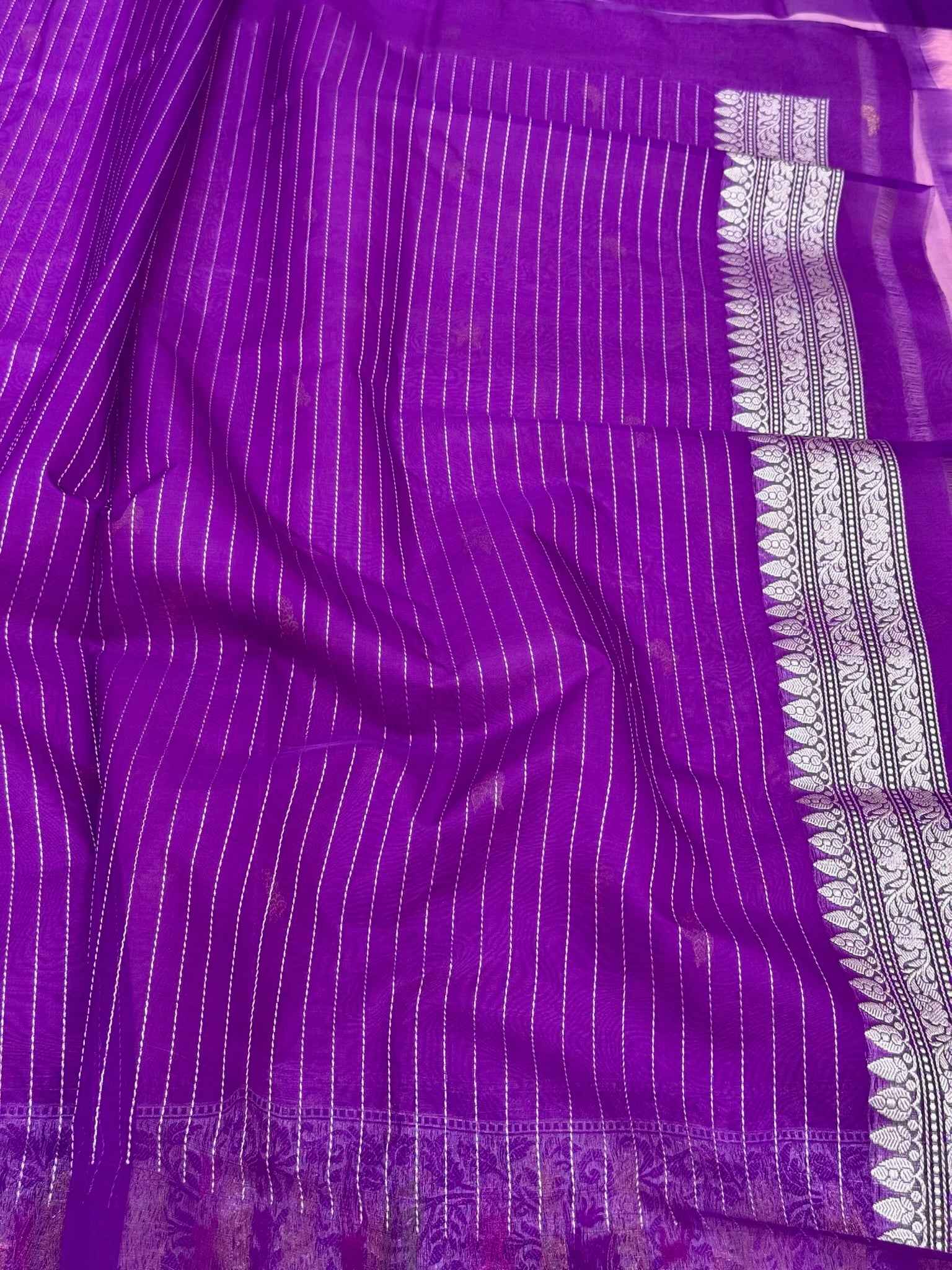 Lilac Pink  Pure Mulberry Kora Silk Handwoven Banarasi Saree