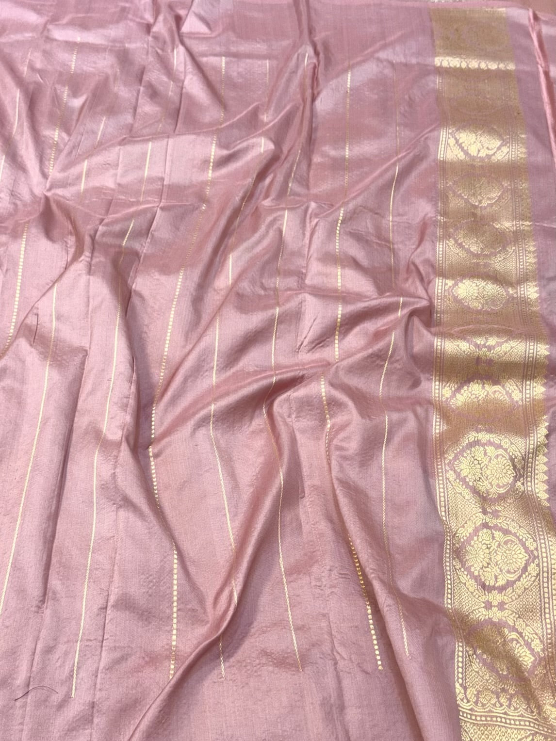 Mauve Pink Pure Katan Silk Saree | Kadhwa Technique | Handwoven Banarasi Saree | 100% Pure Mulberry Silk Saree