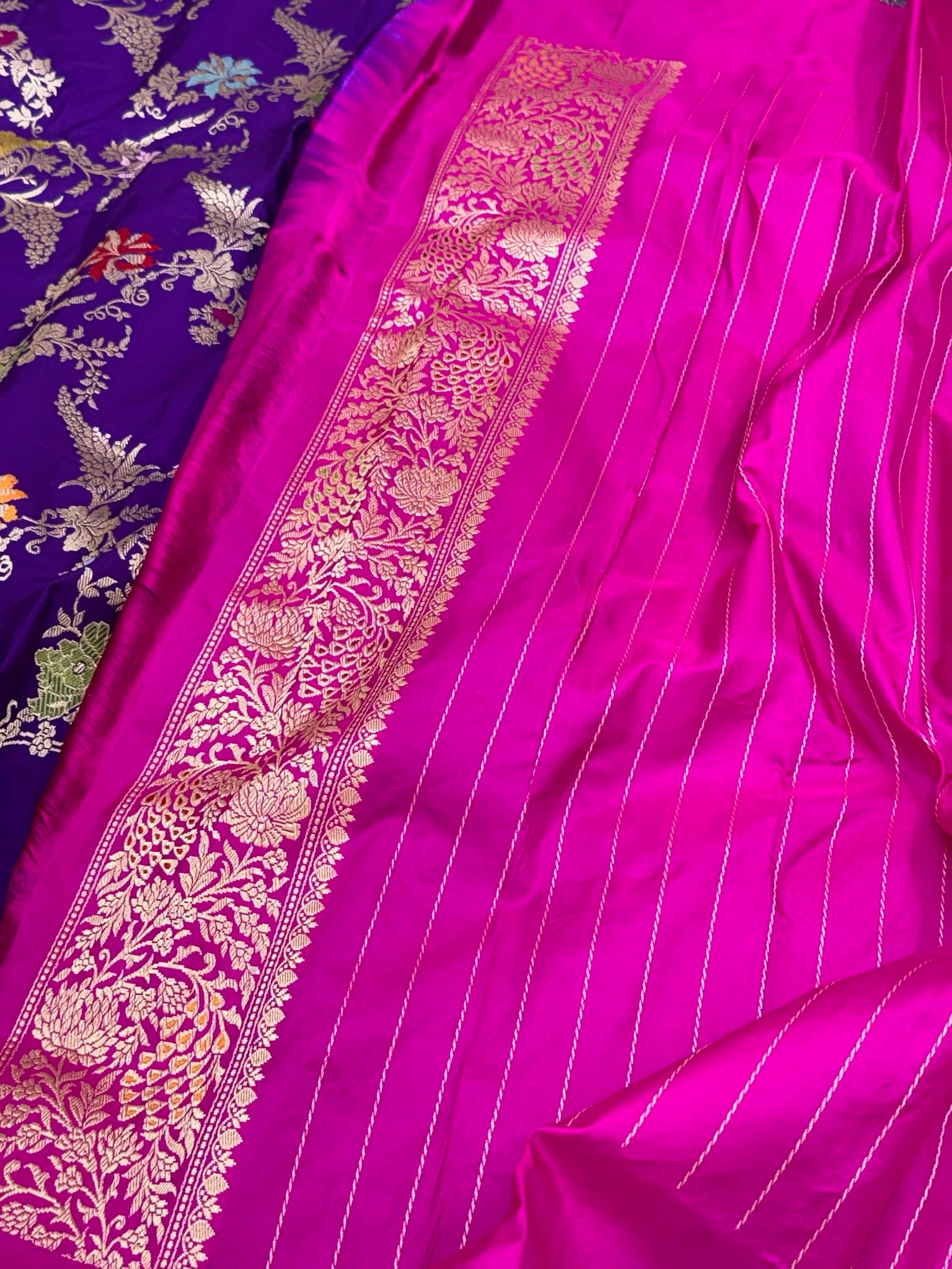 Purple Luxury Banarasi Saree | Pure Mulberry Silk & Pure Double Katan Silk - Kadhwa Banarasi Saree