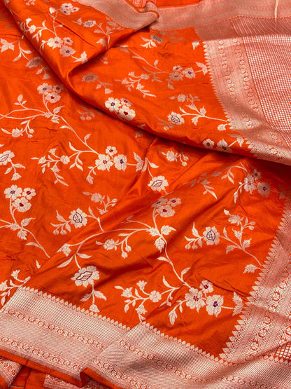 Wine Pure Mulberry Katan Silk Handloom Banarasi Saree |Brocade|