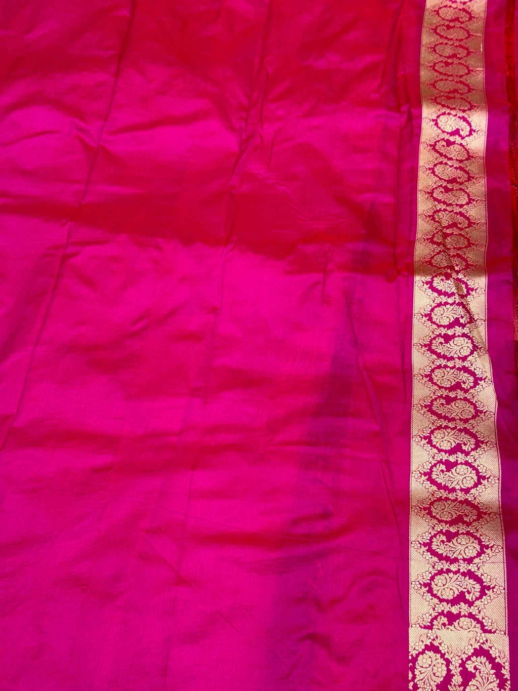 Rani Pink Pure Katan Silk Handwoven Banarasi Saree