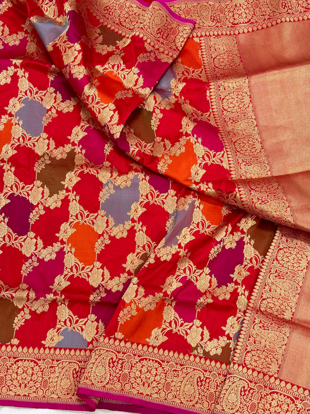 Red Pure Katan Silk Rangkaat Saree