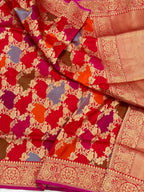 Red Pure Katan Silk Rangkaat Saree