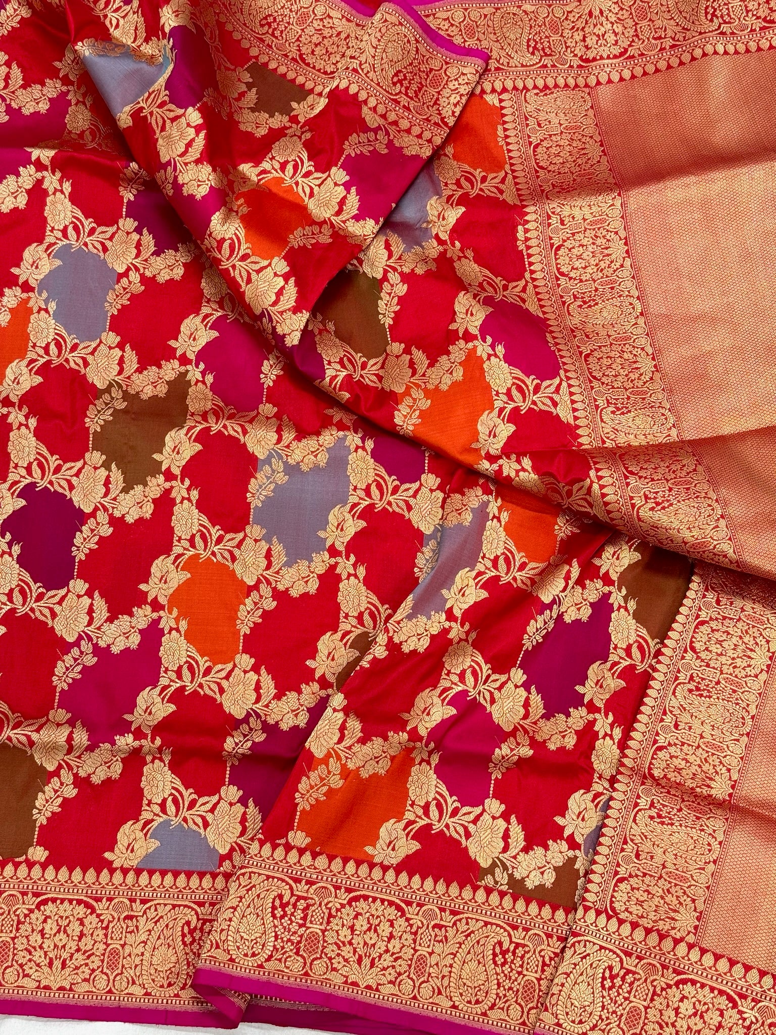 Red Pure Katan Silk Rangkaat Saree