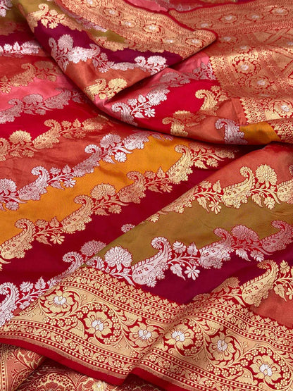 Lavender Pure Silk Handwoven Rangkaat Banarasi Saree