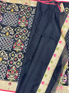 Black Pure Kora Organza Silk Jamdani Handwoven Banarasi Saree