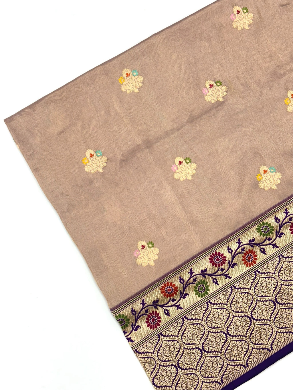 Champagne/Purple Katan Tissue Ektara Weave Pure Handwoven Saree