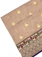 Champagne/Purple Katan Tissue Ektara Weave Pure Handwoven Saree