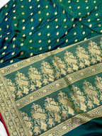 Yellow Orange Pure Satin Silk Handwoven Banarasi Saree