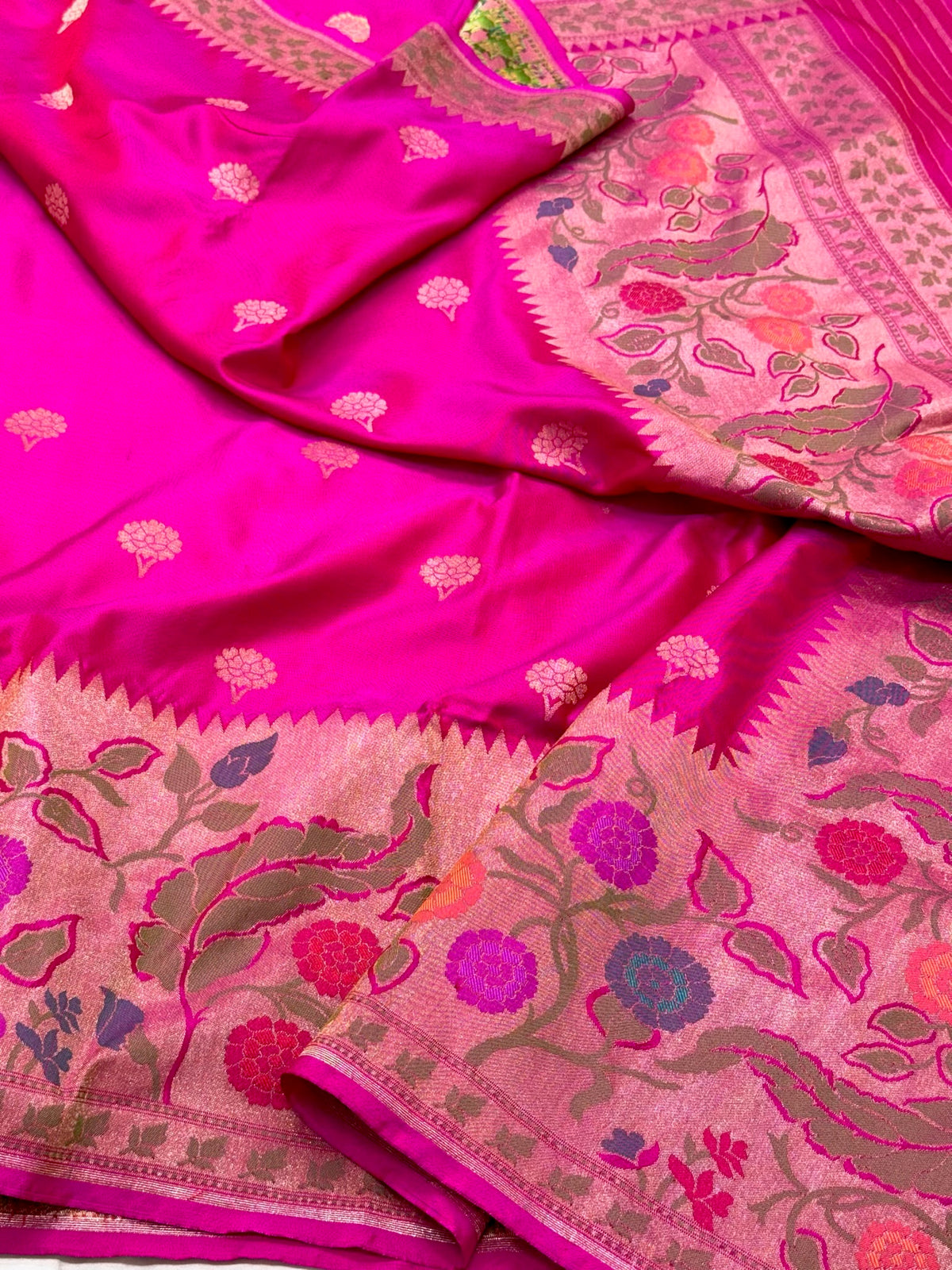 Rani Pink Pure Katan Mulberry Silk Handwoven | Kadhwa Technique | Banarasi Saree Saree - Timeless, Reimagined