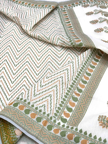 Green Blended Silk Lightweight Cotton Saree