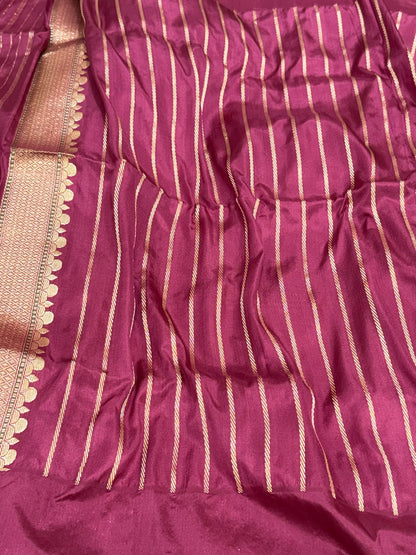 Rust Orange Pure Kora & Pure Katan Silk | Kadhwa + Kadhiyal Technique | Handwoven Exclusive Banarasi Saree