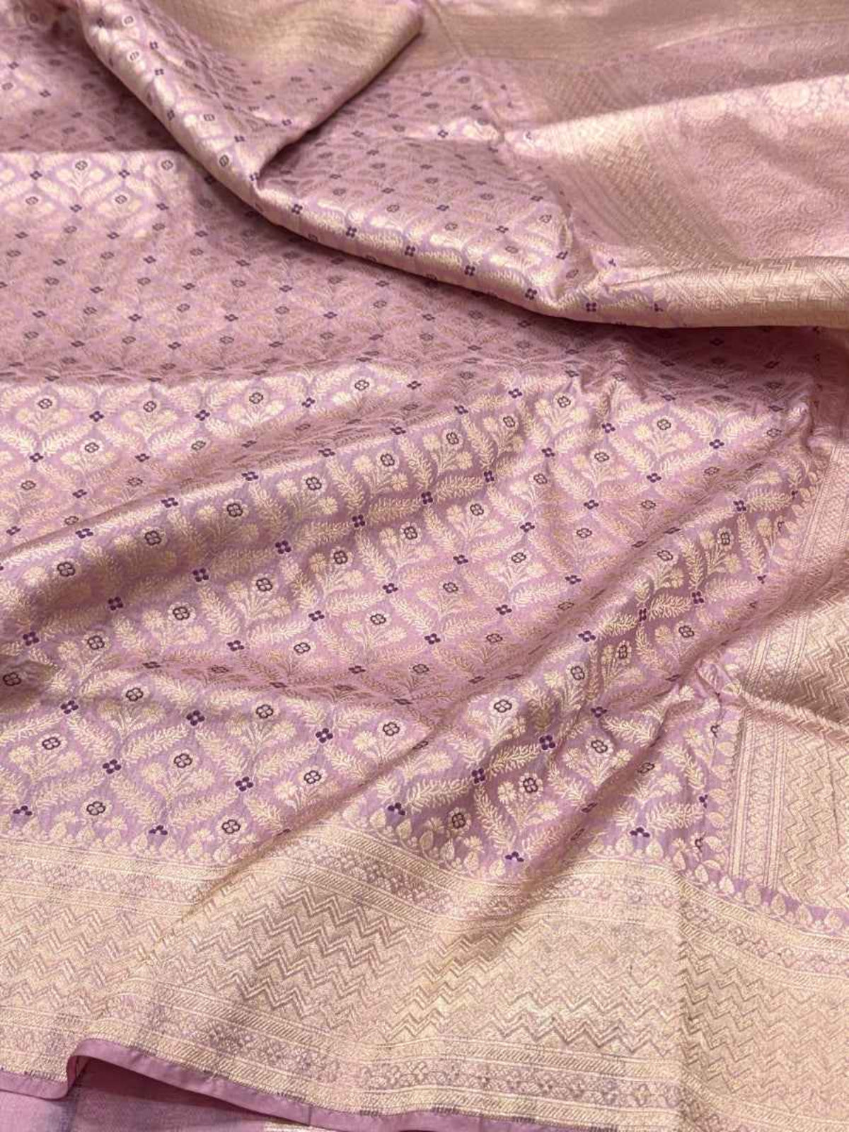 Mauve Pink Katan Silk Vintage Handloom Banarasi Brocade Saree