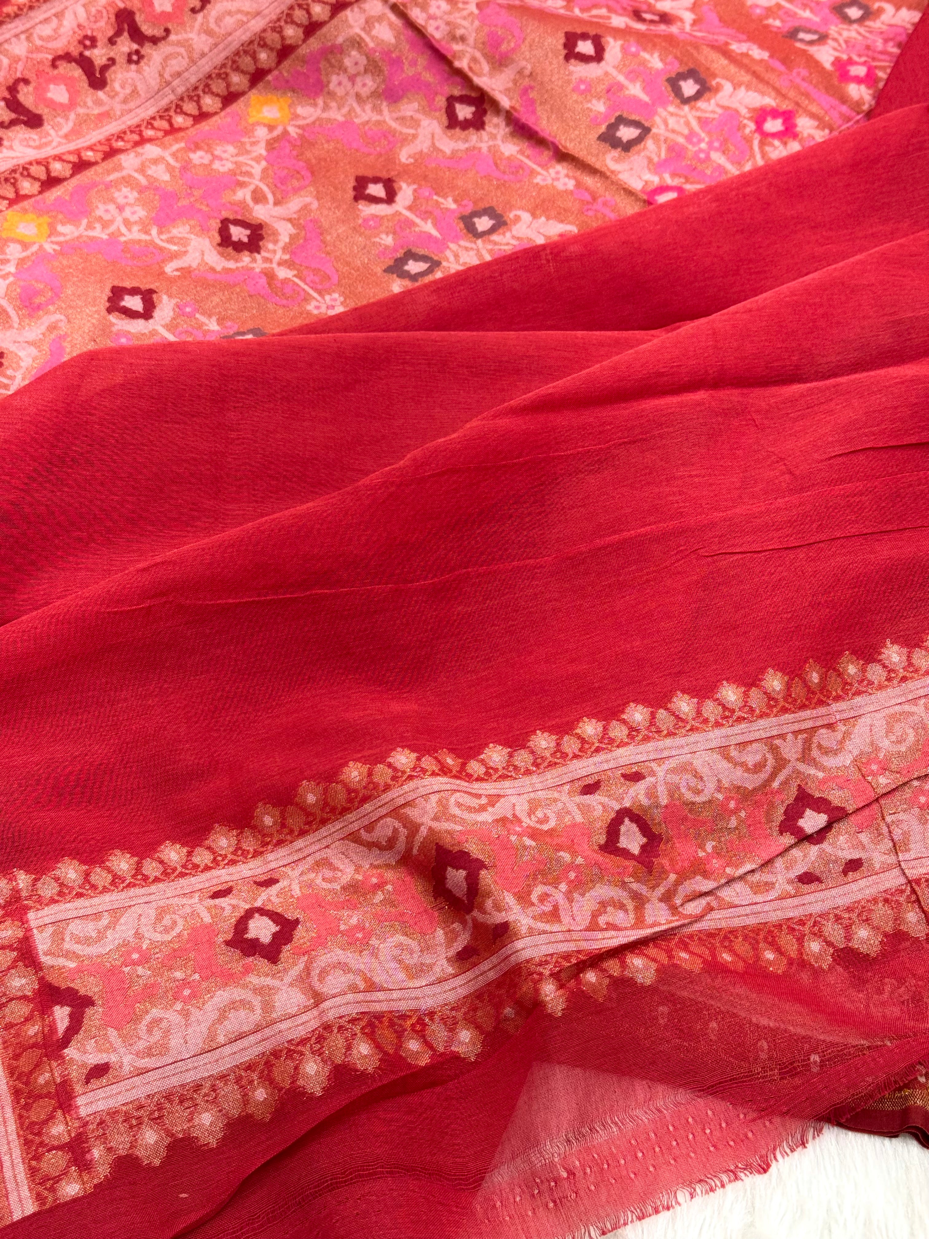 Red Ektara Weave Handloom Jamdani Saree