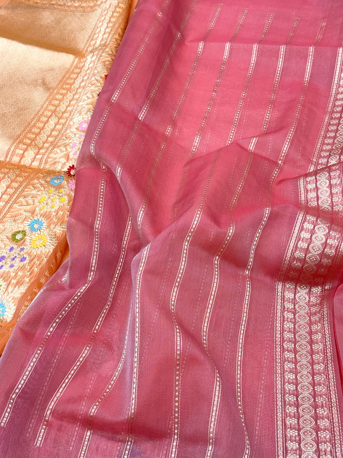 Orange Authentic Banarasi Saree - Pure Kora Mulberry Silk | Kadhwa Technique | Handwoven Timeless Banarasi Saree
