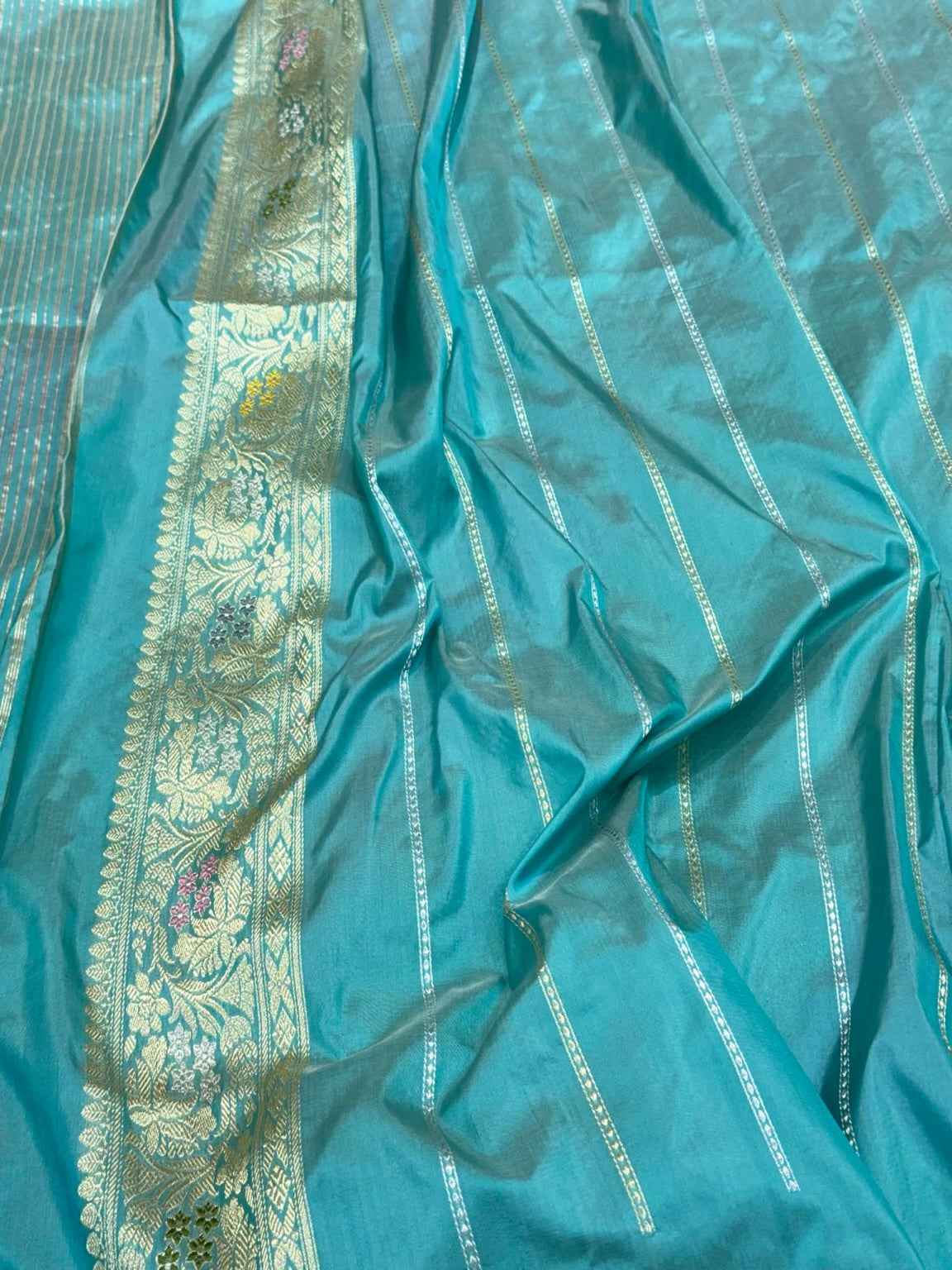 Peach Pure Mulberry Silk - Pure Katan Silk Kadhwa Rangkaat Banarasi Handwoven Saree | Exclusive Banarasi Rangkaat Saree