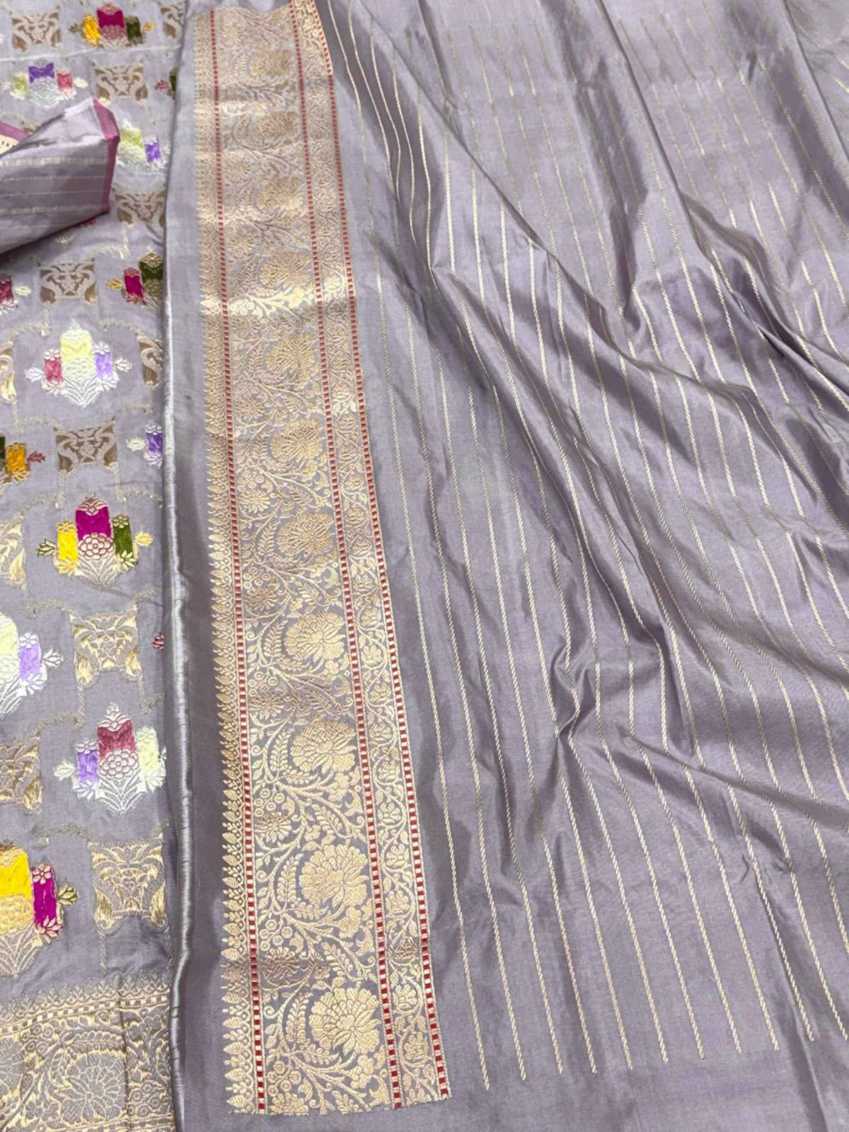 Lavender Pure Katan Silk Banarasi Handwoven Saree