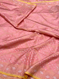 Powder Pink Pure Double Katan Silk Jamdani Handloom Banarasi Saree With Ektara Technique