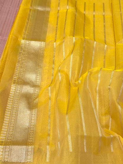 Dusty Peach Pure Kora Mulberry Silk Handwoven Banarasi Saree - The Luxe Drape