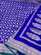 Blue Vintage Handwoven Pure Katan Silk Saree