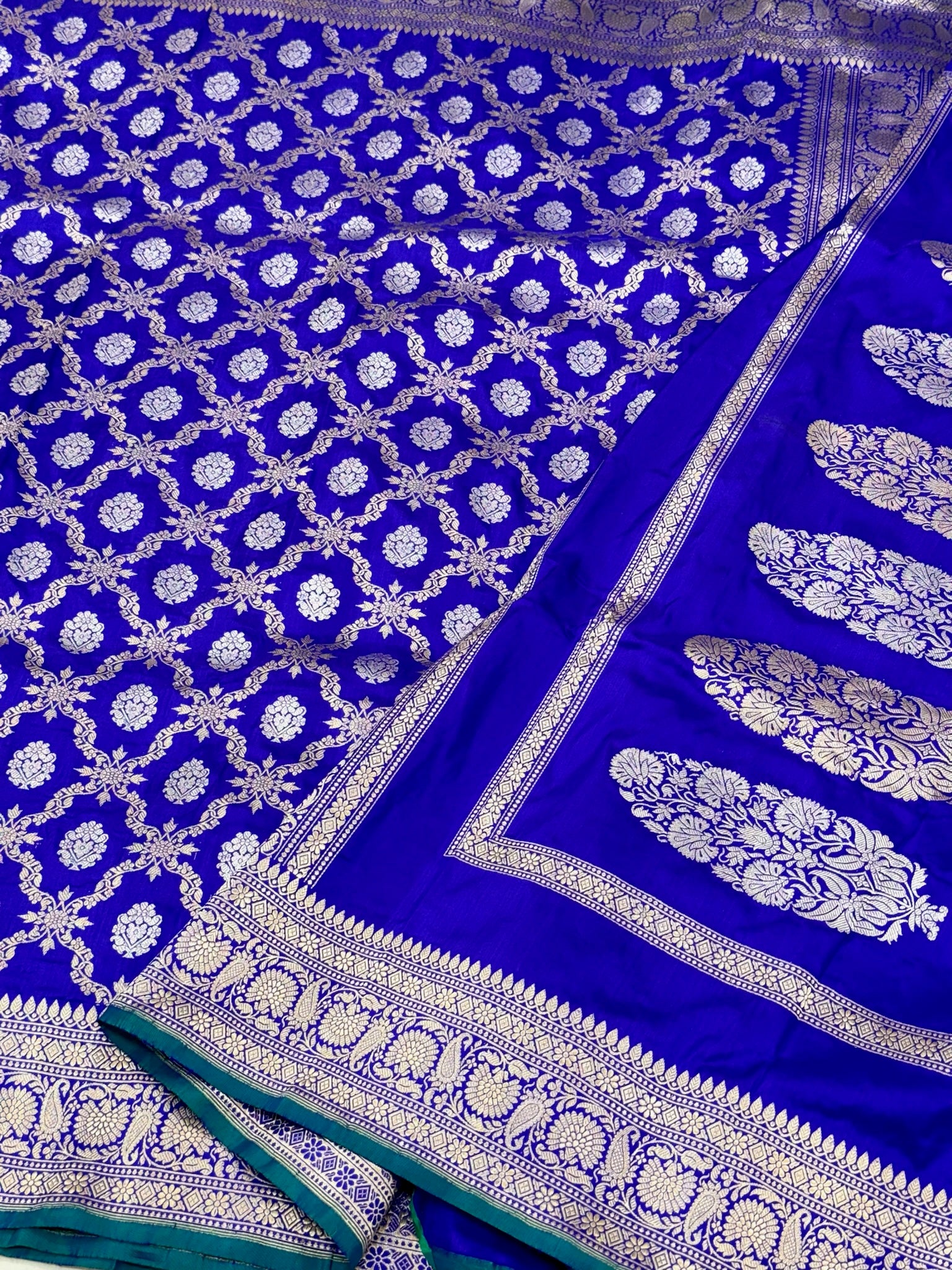 Blue Vintage Handwoven Pure Katan Silk Saree