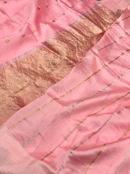 Pink Pure Raw Mango Silk Handwoven Banarasi Saree