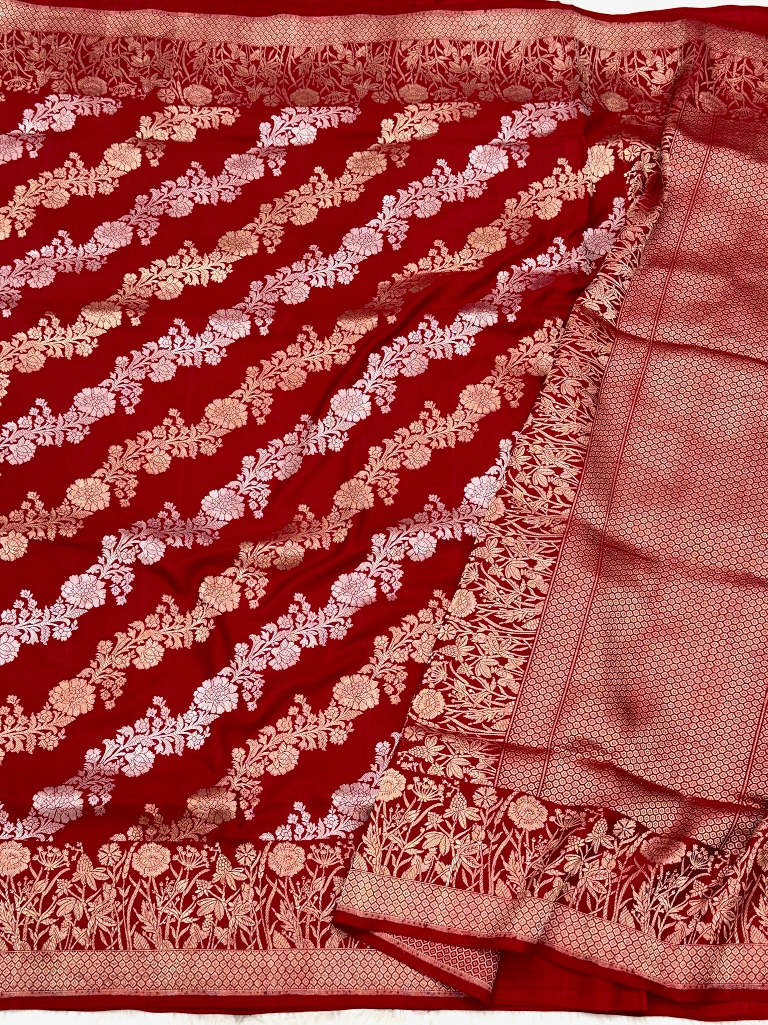 Red Pure Mulberry Katan Silk Handwoven Banarasi Saree