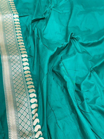 Emerald Green Handwoven Banarasi Pure Katan Mulberry Silk Saree