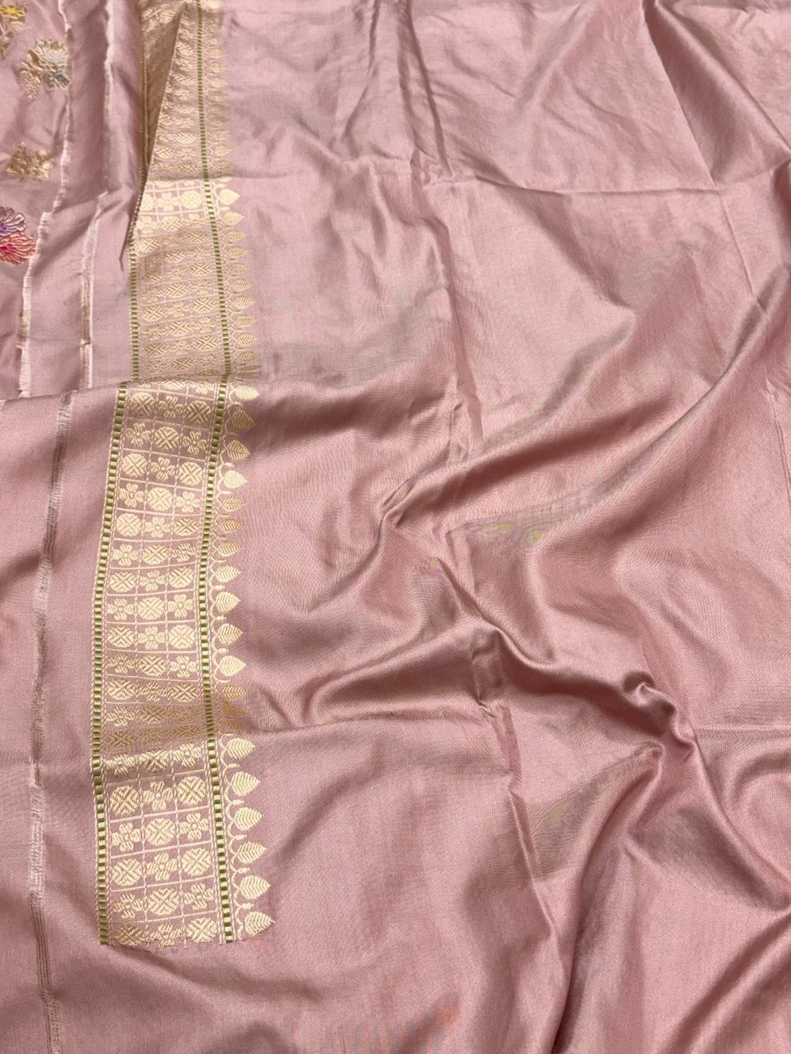 Dusty Mauve Pink Handwoven Ektara Saree | Kadhwa Technique | Aunthentic Banarasi Pure Katan Mulberry Silk Saree