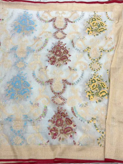 Dusty Lilac Pink Pure Muslin Cotton Ektara Jamdani Handloom Banarasi Saree