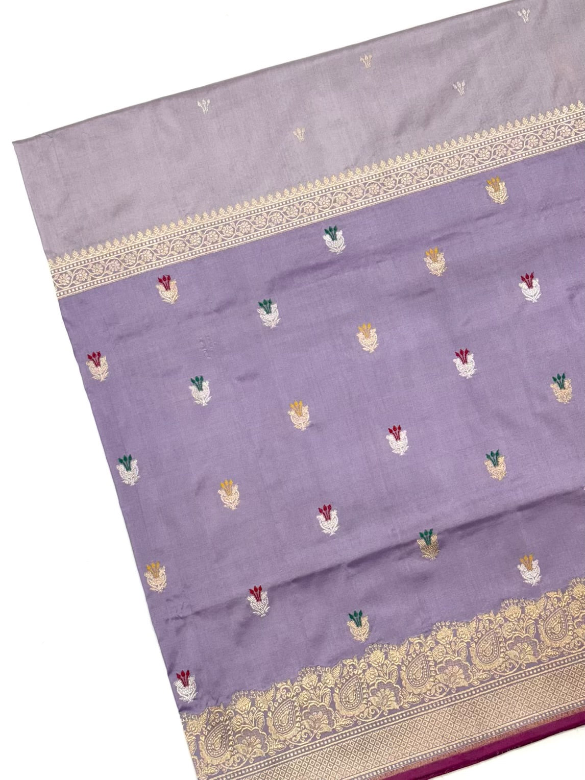 Lavender/Grey Katan Silk Pure Handwoven Saree