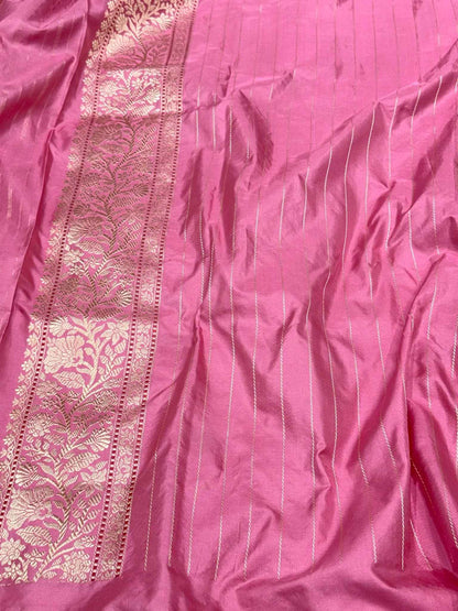 Baby Blue Pure Mulberry Double Katan Silk| Kadhwa Technique | Handwoven Luxury Banarasi Saree