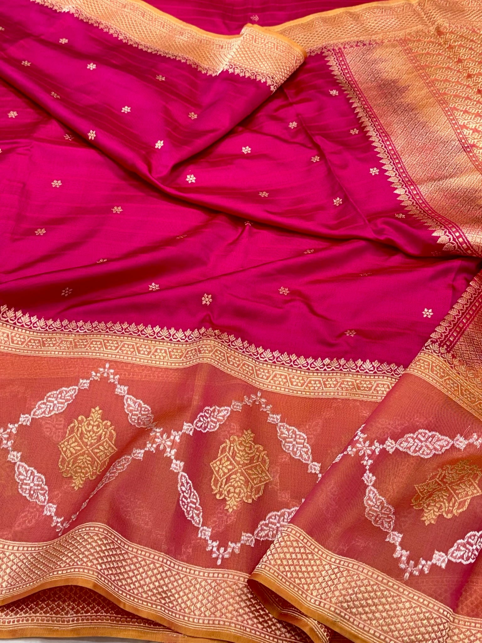 Pink Pure Mulberry Katan Silk | Ektara Kadhwa Technique | Handwoven Banarasi Saree - Contemporary