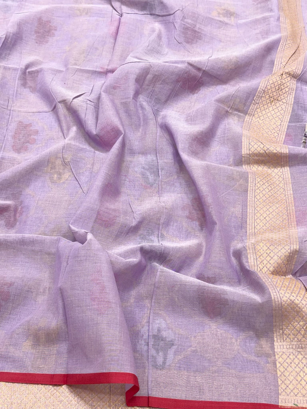 Dusty Lilac Pink Pure Muslin Cotton Ektara Jamdani Handloom Banarasi Saree