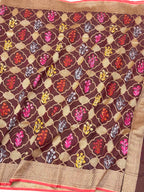 Brown Pure Muslin Cotton Jamdani Handloom Banarasi Dupatta