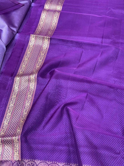 Purple Pure Mulberry Katan Silk Handwoven | Kadhwa Technique | Banarasi Saree