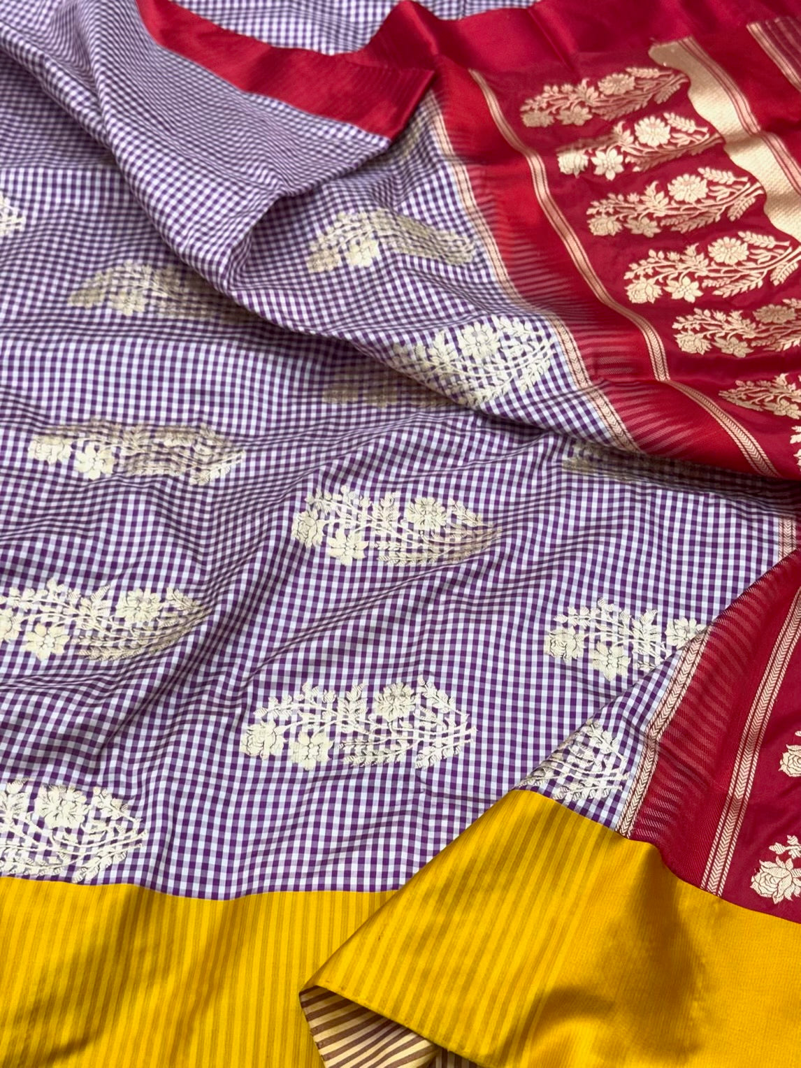 Purple Handwoven Pure Banarasi Saree 100% Pure Mulberry Katan Silk | Kadhwa Technique | Modern Banarasi Saree